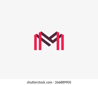 Abstract letter M W logo design template. Colorful creative sign. Vector icon.