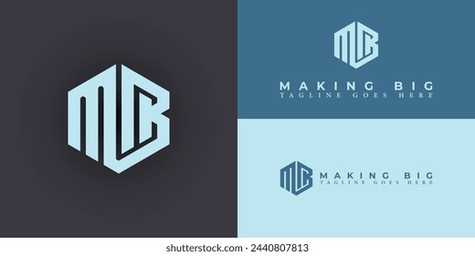 Abstract letter MB or BM initial logo design vector symbol graphic idea creative in blue color isolated on multiple backgrounds. Letter MB logo applied for business consulting company logo design