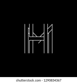 Abstract letter MH HM. Minimal logo design template. Vector letter logo with white and black color.