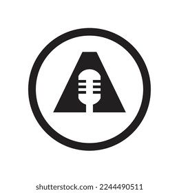 Abstract letter A with microphone logo, vector