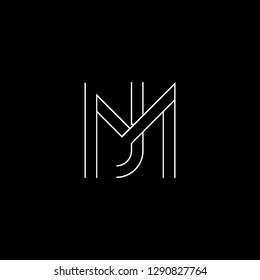Abstract letter MJ JM. Minimal logo design template. Vector letter logo with white and black color.