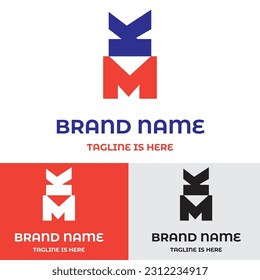 Abstract letter mk logo design	