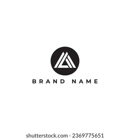 Letra abstracta de forma triangular de las letras iniciales ML o LM aislada en el logotipo de monograma de círculo negro. Logotipo de letra ML aplicado a la plantilla de inspiración para el diseño del logotipo de la empresa Food Manufacturing