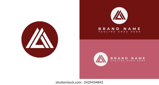 Forma de triángulo de letras iniciales ML o LM aisladas en el logotipo de monograma de círculo rojo. Logotipo de la letra ML o LM aplicado para la plantilla de inspiración del diseño del logotipo de la compañía de fabricación de alimentos