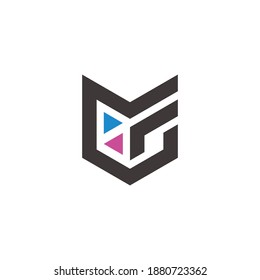 letra abstracta ml logotipo de flechas de mosaico de triángulo geométrico simple vectorial