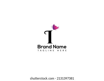 Abstract I letter modern initial butterfly lettermarks logo design
