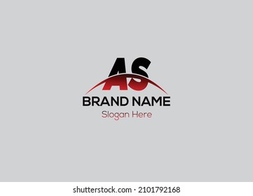 Resumen de la letra AS diseño moderno de marcas de papel iniciales