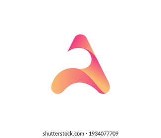Abstract letter A modern logo icon design concept. Creative bright gradient symbol logotype isolated on white background. Vector illustration.