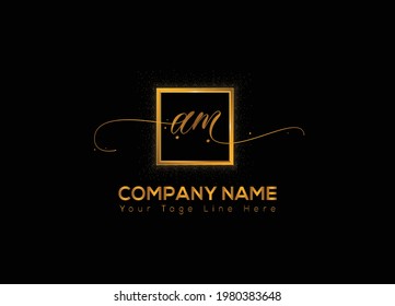 Abstract am letter modern typography logo design