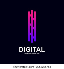 Abstract letter I modern vector logo design font. Suitable for typography technology electronic, geometric technology font and modern futuristic design 