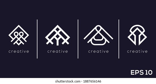 Abstract Letter A with Monoline style logotype. Creative vector based icon template.