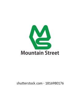 abstrakter Buchstabe ms green mountain street logo Vektorgrafik