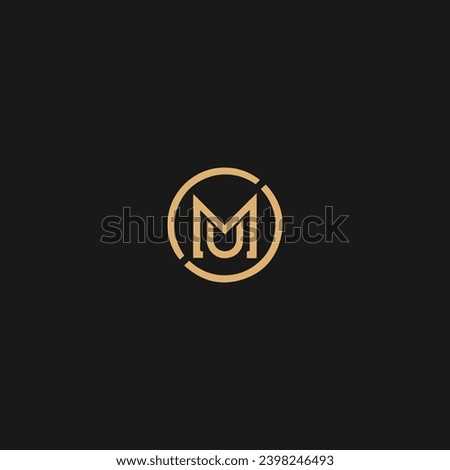 Abstract Letter MU Circle Logo Initial Monogram Template for Alphabet,
