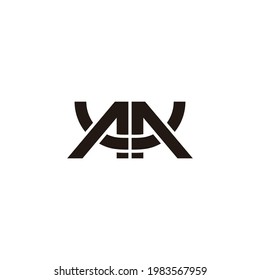 abstract letter mu linked overlapping line geometric line logo vector