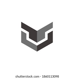 abstract letter mu shadow box simple logo vector