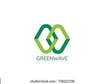 Abstract Letter MW Chain Link Logo Template. Herbal Medicine Vegan Health Care Design Concept Vector Illustration