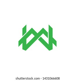 abstract letter mw green mountain line logo vector 
