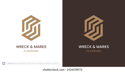 Abstract letter MW monogram, simple MW initial logo for flooring business, abstract hands logo vector template