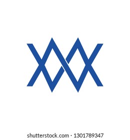 abstract letter mw simple linked line flat logo vector