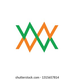 abstract letter mw simple linked line color logo vector