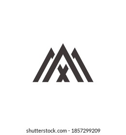 abstrakter Buchstabe mx dreieckiges Berglinienlogo Vektorgrafik