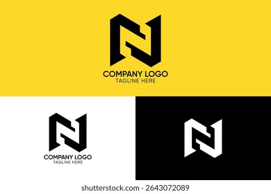 abstract letter n business logo, letter n logo for corporate business, letter n negative space vector