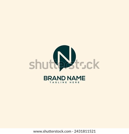 Abstract letter N and chat logo. Flat vector logo design template element. Foto stock © 