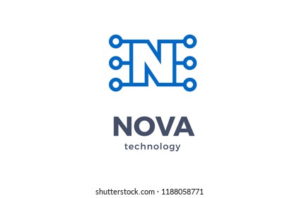 Abstract letter N as chip