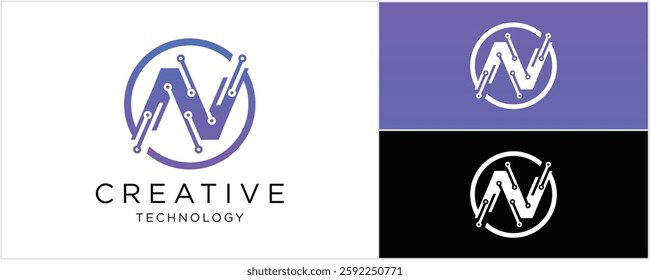 Abstract letter N circle logo design Template Vector Illustration. icons for business of technology, elegant, simple.