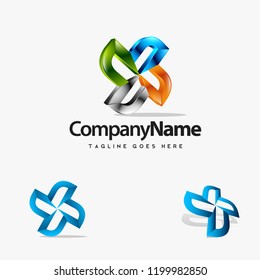 Abstract letter letter N circular 3D display, shiny color effect, cool logo for technology companies, communications and internet