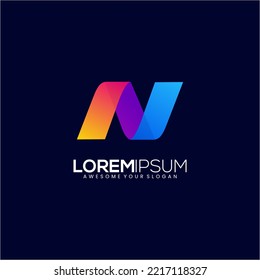 abstract letter N colorful logo gradient