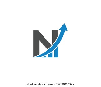 Abstract Letter N Financial and Marketing Logo Designs Concept. Creative Accounting, Up Arrow and Investment Vector Icon.