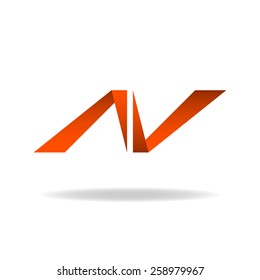 Abstract letter N gradient arrows, orange conversion mockup logo website, site icon