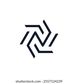 abstract letter N hexagon box cube logo design inspiration