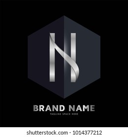 Abstract Letter N Hexagon Logo Design with Dark Background. Vector Illustrator