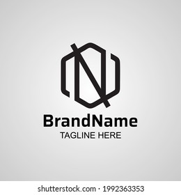 Letra abstracta N Diseño del logotipo del monograma del hexágono.