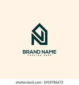 Abstract letter N and home. Flat vector logo design template element.