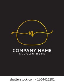 Abstract  Letter N Initial beauty monogram and elegant logo design, handwriting logo of initial signature  with creative template design