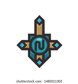 Abstract letter N inside crest logo