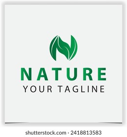 Letra abstracta n diseño de icono de logo de hoja con símbolo gráfico de follaje para la identidad de marca de naturaleza
