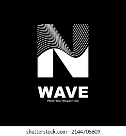 Abstract letter N line wave vector logo design. Suitable for business, poster, card, wave symbol and initial