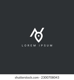 Abstract letter N location logo design vector element.