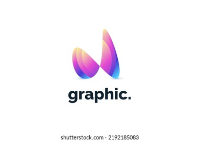 Logotipo de la letra abstracta N en el estilo gradiente colorido. Icono de logotipo N moderno