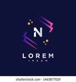 Abstract letter N logo design template. purple and blue Color. creative sign. Universal vector icon.