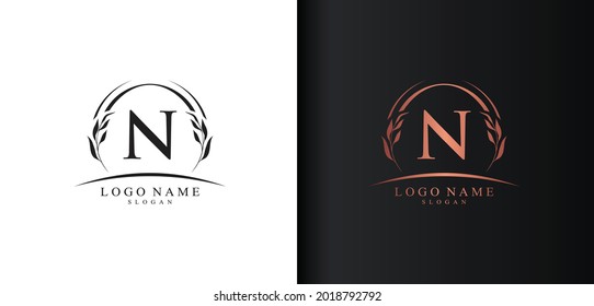 Letra abstracta N diseño de logotipo, logotipo de letra de estilo de lujo, texto N diseño de vectores de iconos