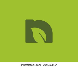 Abstract letter N logo design template. Colorful green leaf nature eco vector icon logotype