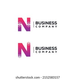 Abstract Letter N Logo design with Pixels Hexagon Shape for Technology and Digital Business Company