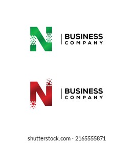 Resumen de diseño de logotipo de letra N con flecha de triángulos avanzando para la compañía de logística financiera