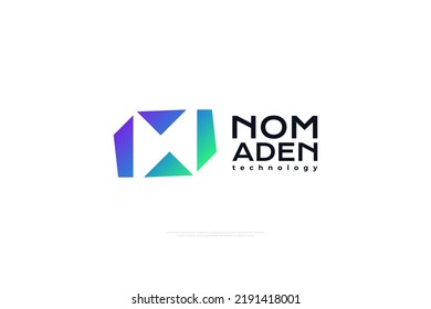 Abstract Letter N Logo Design in Modern and Colorful Gradient Concept. N Logo Icon for Business and Technology Identity