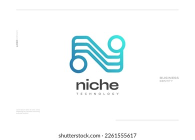 Abstract Letter N Logo Design with Technology Style in Blue Gradient. Suitable for Business and Technology Brand Identity